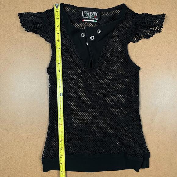 Vintage Lip Service SAMPLE 2002 Black Carlisle's Cargo Cutie Raid Y2K Goth Top - Picture 12 of 16